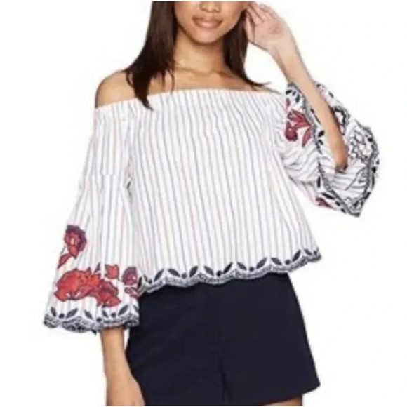 Parker Tops - Parker Embroidered Boho Off Shoulder Blouse Top Shirt Womens Size Medium…